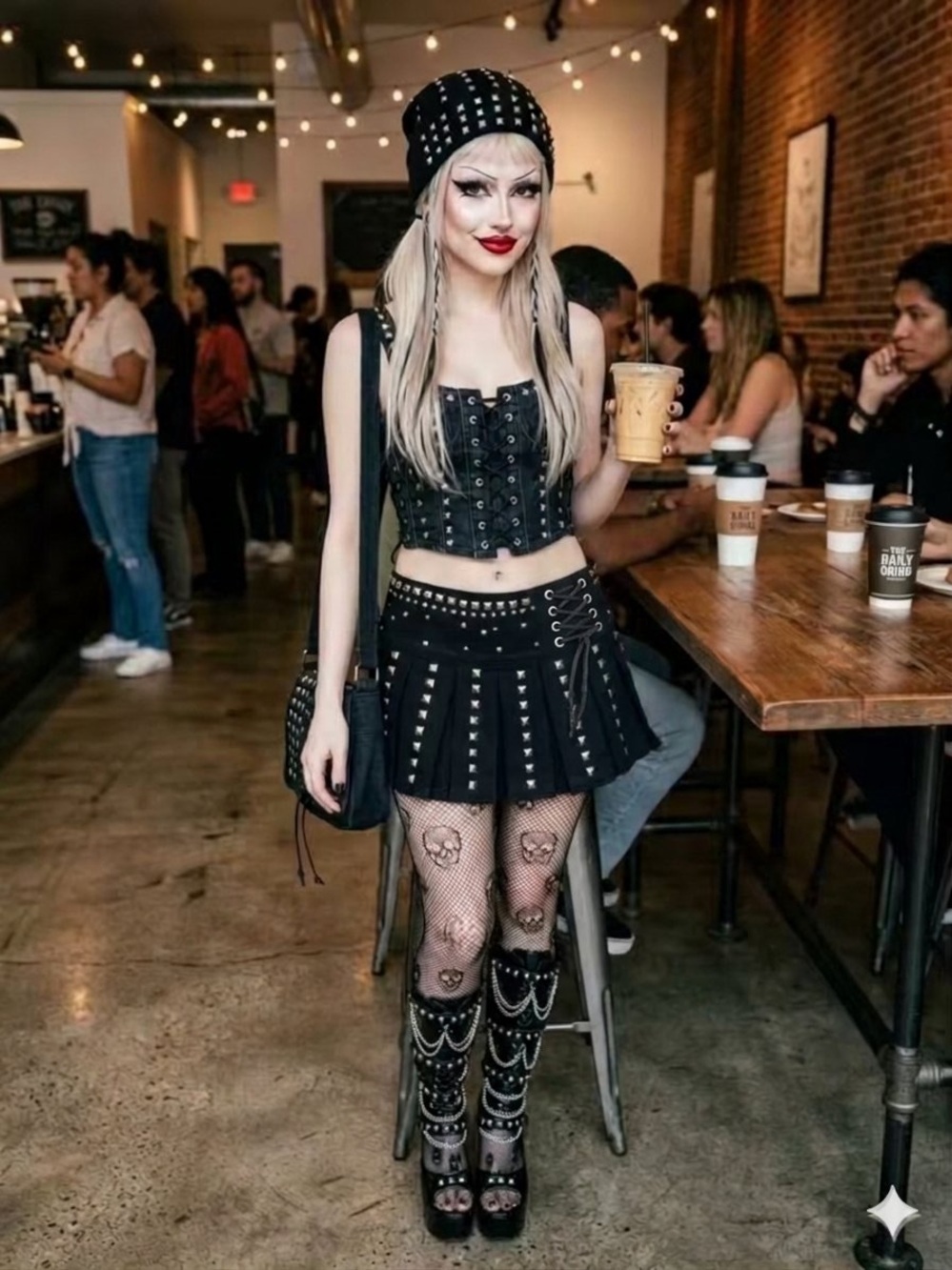 Jaded London Studded Black Pleated Mini Skirt